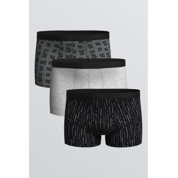 Set de boxeri cu model si banda elastica - 3 perechi