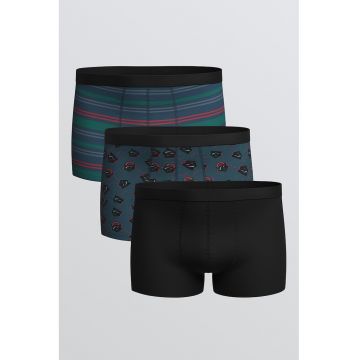 Set de boxeri uni si cu model - 3 perechi