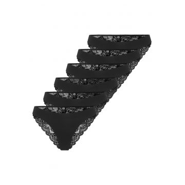Set de chiloti brazilieni cu dantela pe partea din spate - 6 perechi