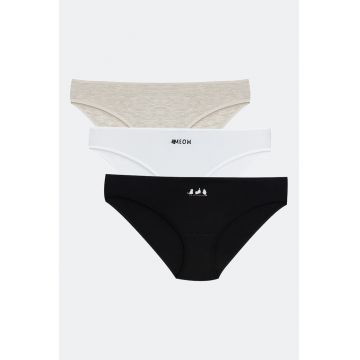 Set de chiloti cu model uni - 3 perechi