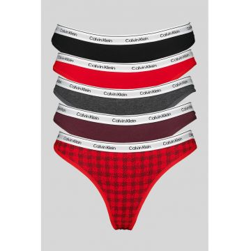 Set de chiloti tanga cu logo - 5 perechi