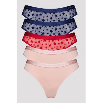 Set de chiloti tanga cu model - 5 perechi