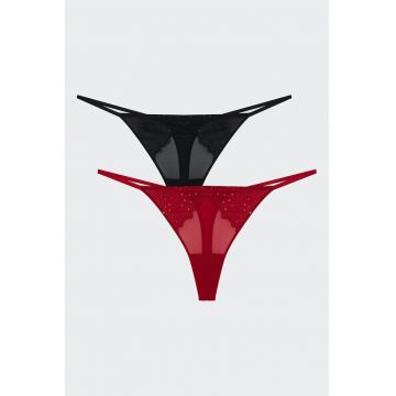 Set de chiloti tanga cu paiete - 2 perechi