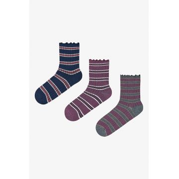 Set de sosete din amestec de bumbac cu dungi - 3 Perechi