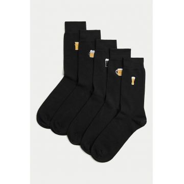 Set de sosete lungi cu broderie -5 perechi