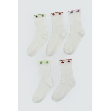 Set de sosete lungi cu imprimeu fructe - 5 perechi