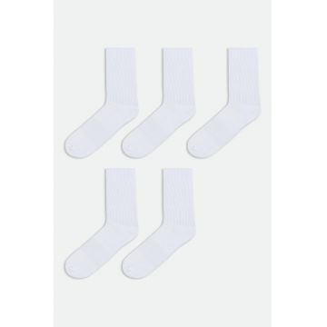 Set de sosete lungi cu striatii si model uni - 5 perechi