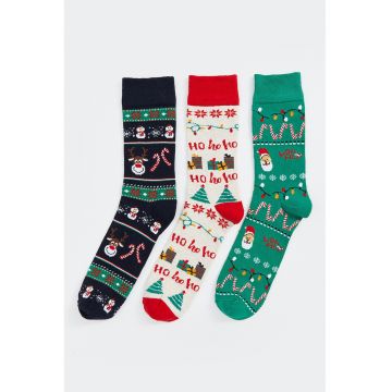 Set de sosete lungi cu tematica de Craciun - 3 perechi