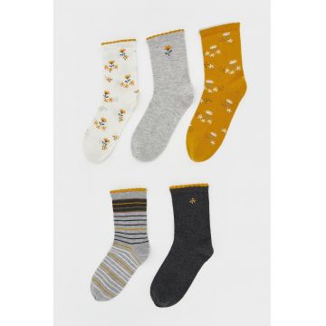 Set de sosete lungi din amestec de bumbac cu model divers - 5 Perechi