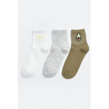 Set de sosete pana la glezna cu imprimeu - 3 perechi