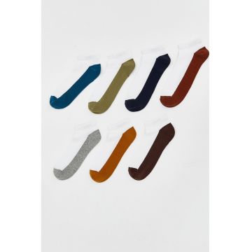 Set de sosete pana la glezna cu model in doua tonuri - 7 perechi