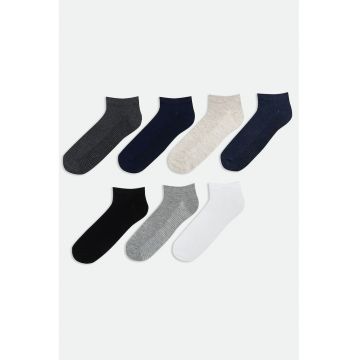Set de sosete pana la glezna cu model uni - 7 perechi