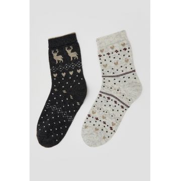 Set de sosete scurte din amestec de lana - 2 perechi