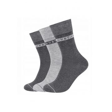 Sosete Barbati -  MU31039 – 9703 - 3 Perechi - Lungi - Design Simplu Cu Logo - Confortabile Si Respirabile - Calitate Superioara - Bumbac - 43-46 EU - Gri