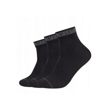 Sosete Barbati -  MU32018 – 9999 - 3 Perechi - Regular Fit - Design Simplu Cu Logo - Scurti - Confortabile Si Respirabile - Bumbac - Negru