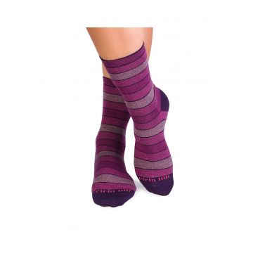 Sosete bumbac organic cu dungi 98% Cotton Rich Roz