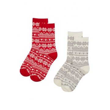 Sosete dama - de Craciun rosu-alb Hygge