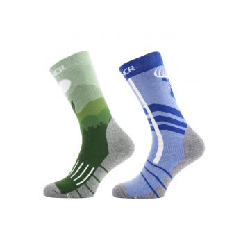 Sosete schi si snowboard  Kids Socks Wildlife - Albastru/Verde - 23-26 - Copii