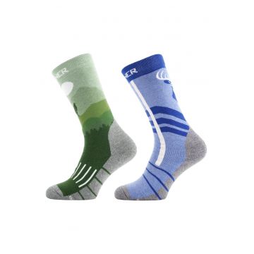 Sosete schi si snowboard  Kids Socks Wildlife - Albastru/Verde - 35-38 - Copii