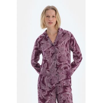 Bluza de pijama cu imprimeu - Violet tyrian/Alb murdar