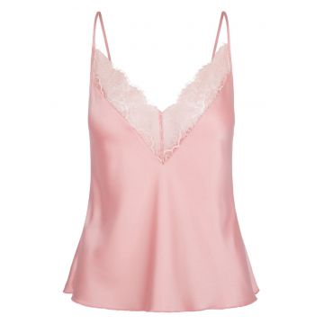 Bluza de pijama cu insertii de dantela - Roz