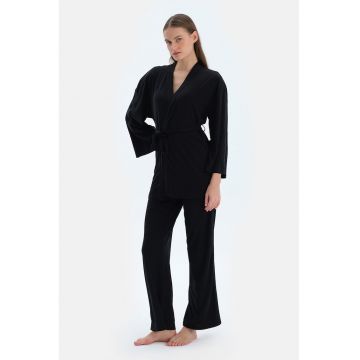 Bluza de pijama din amestec de lyocell - Negru