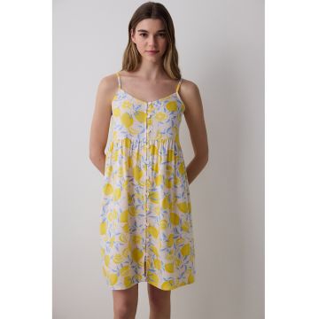 Camasa de noapte cu imprimeu frcute - Alb/Galben/Albastru