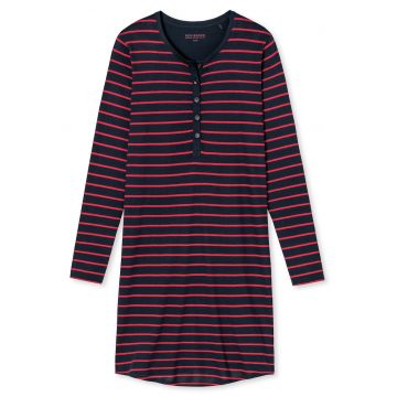 Camasa de noapte din amestec de modal si bumbac in dungi - Rosu