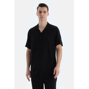 Camasa de pijama din amestec de modal cu nasturi - Negru
