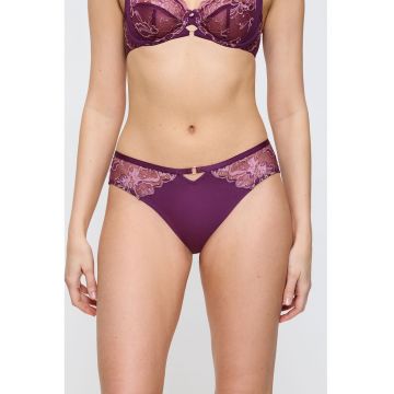 Chiloti brazilieni din amestec de lyocell cu garnituri din dantela - Violet