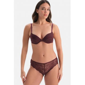 Chiloti hipster cu dantela - Visiniu