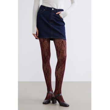 Dres semitransparent cu model floral - Visiniu