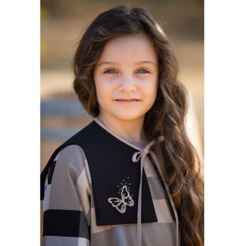 Guler din bumbac cu model cu fluture - Negru/Maro nisip