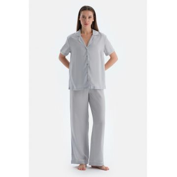 Pantaloni lungi de pijama cu snururi - Gri