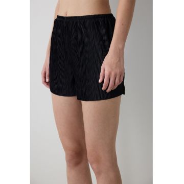 Pantaloni scurti de pijama cu model striat - Negru