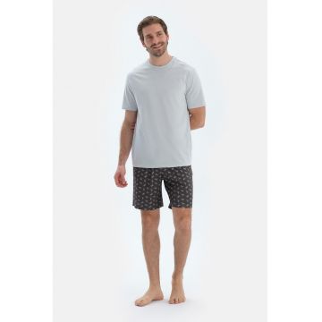 Pantaloni scurti de pijama din amestec de modal - Gri deschis/Negru stins