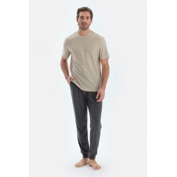 Pijama cu buzunare laterale - Bej/Gri inchis