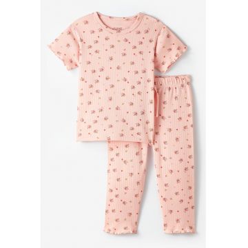 Pijama cu imprimeu floral - Rosu/Verde/Roz
