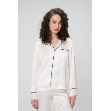 Pijama cu pantaloni lungi si cusaturi contrastante - Negru/Alb optic