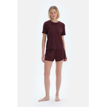 Pijama cu pantaloni scurti - Visiniu