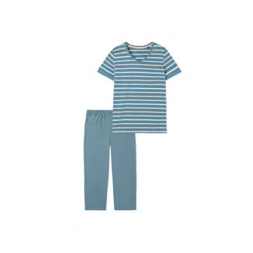 Pijama de bumbac cu pantaloni trei sferturi - Albastru deschis