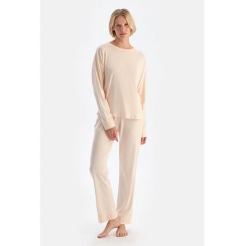 Pijama de bumbac si modal - Piersica