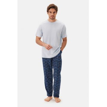 Pijama din amestec de modal - Gri deschis/Bleumarin