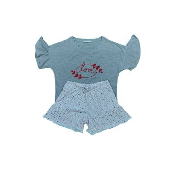 Pijama din bumbac  PG33600 - Alb/Gri
