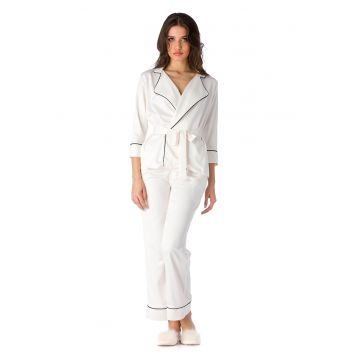 Pijama din satin Iris - Alb