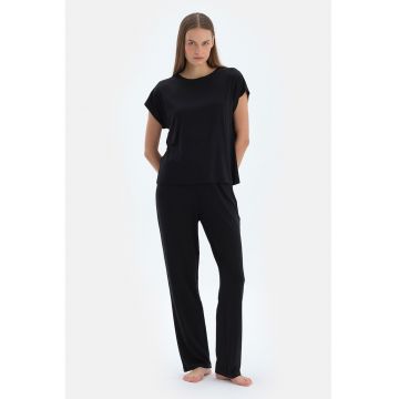 Pijama regular fit uni - Negru