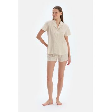 Pijama scurta din amestec de modal - Crem