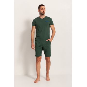 Pijama scurta din amestec de modal cu decolteu in V Anton - Verde inchis