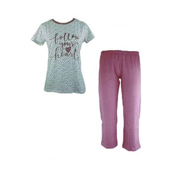 Pijamale dama maneca scurta 33602 - Fucsia