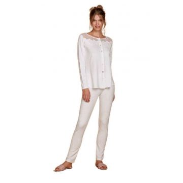 Pijamale dama maneci lungi  8752 - Alb
